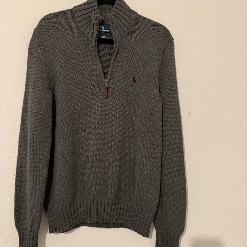 Polo Ralph Lauren Gray Quarter Zip Cotton Sweater Size S